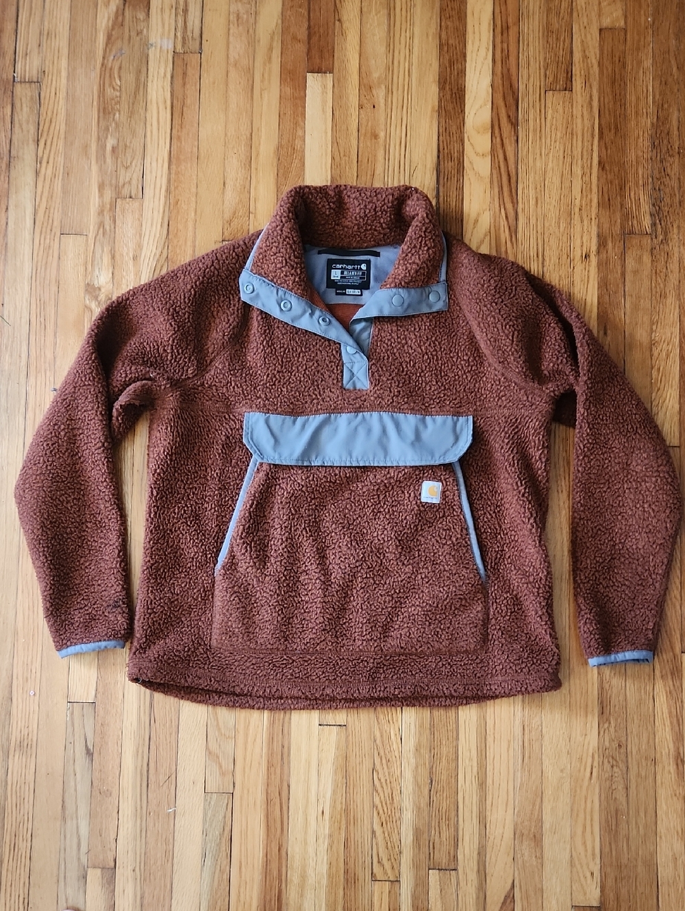 Carhartt Kids Rust Brown Sherpa Pullover with Gray Trim BOYS LARGE